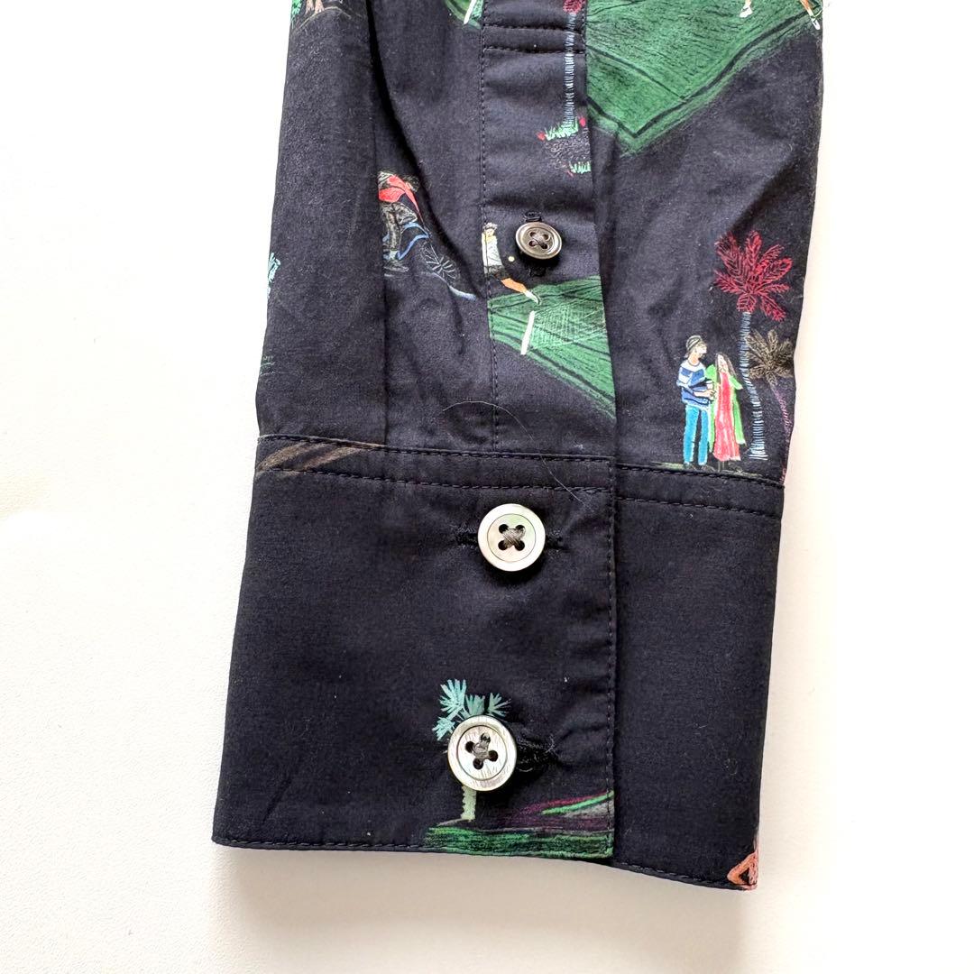 美品】ポールスミス ロンドンパークプリント 長袖シャツ ネイビー