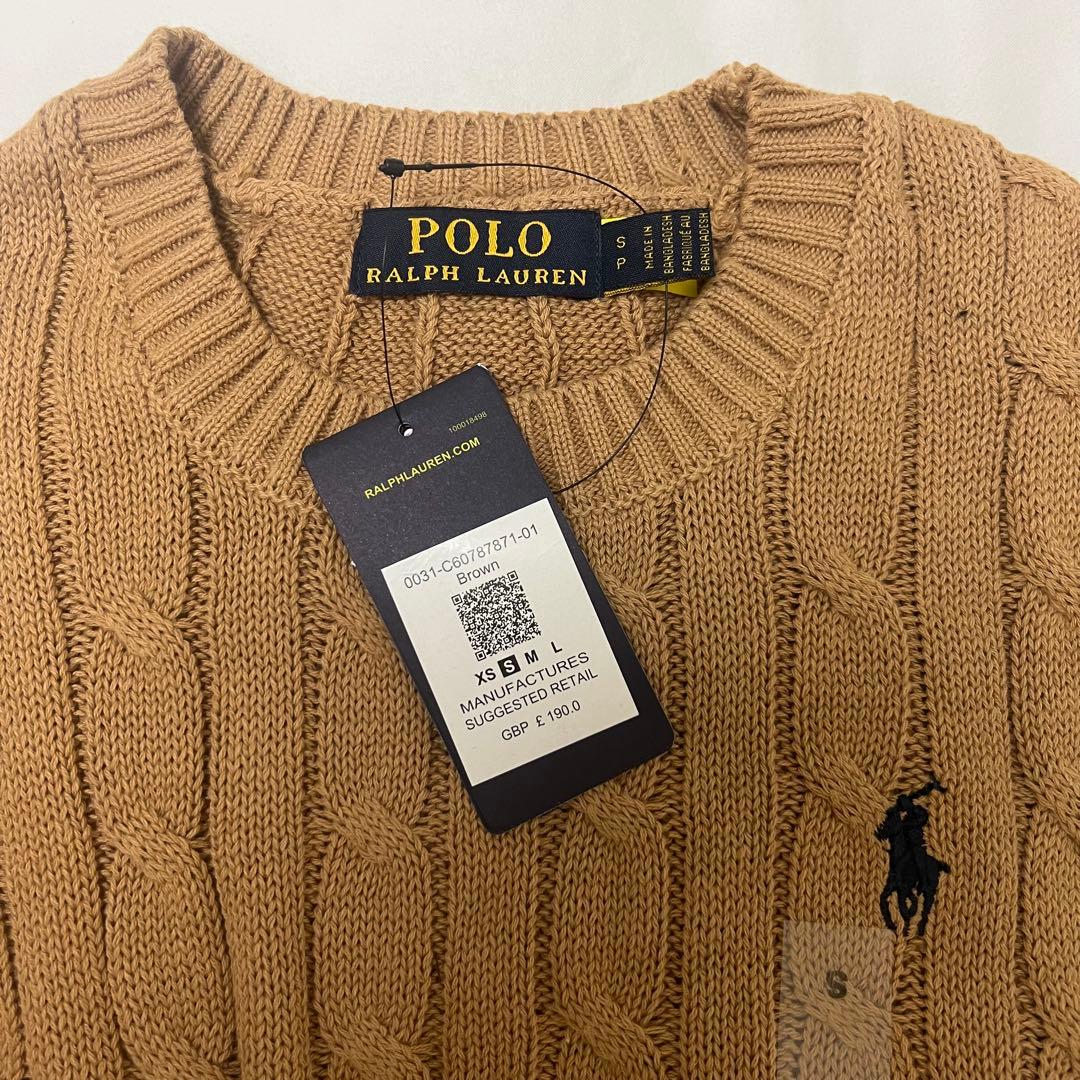 新品未使用•タグ付き】ポロラルフローレン ケーブルニットセーター S