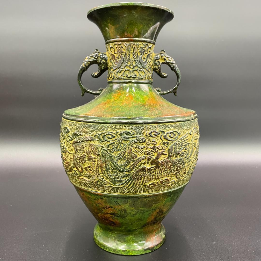 高岡銅器 能作吉秀 作 鋳銅 花瓶 高27cm 共箱付 鳳凰文 R8SB71 - メルカリ