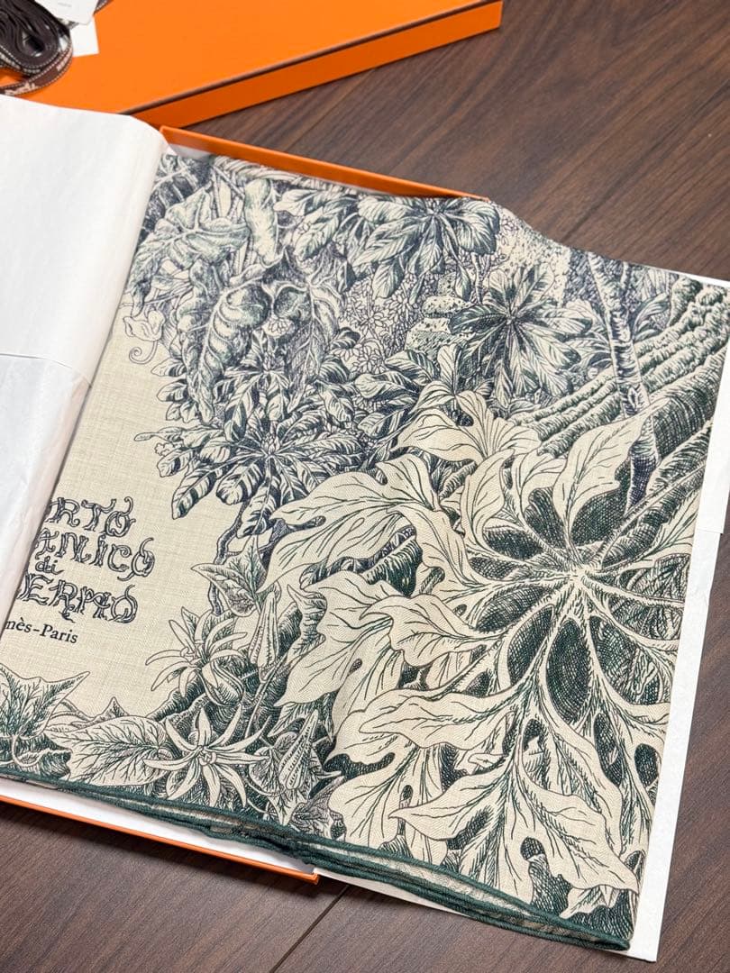 新品未使用 HERMES カレジェアン カシミヤシルク 《パレルモの植物園にて》