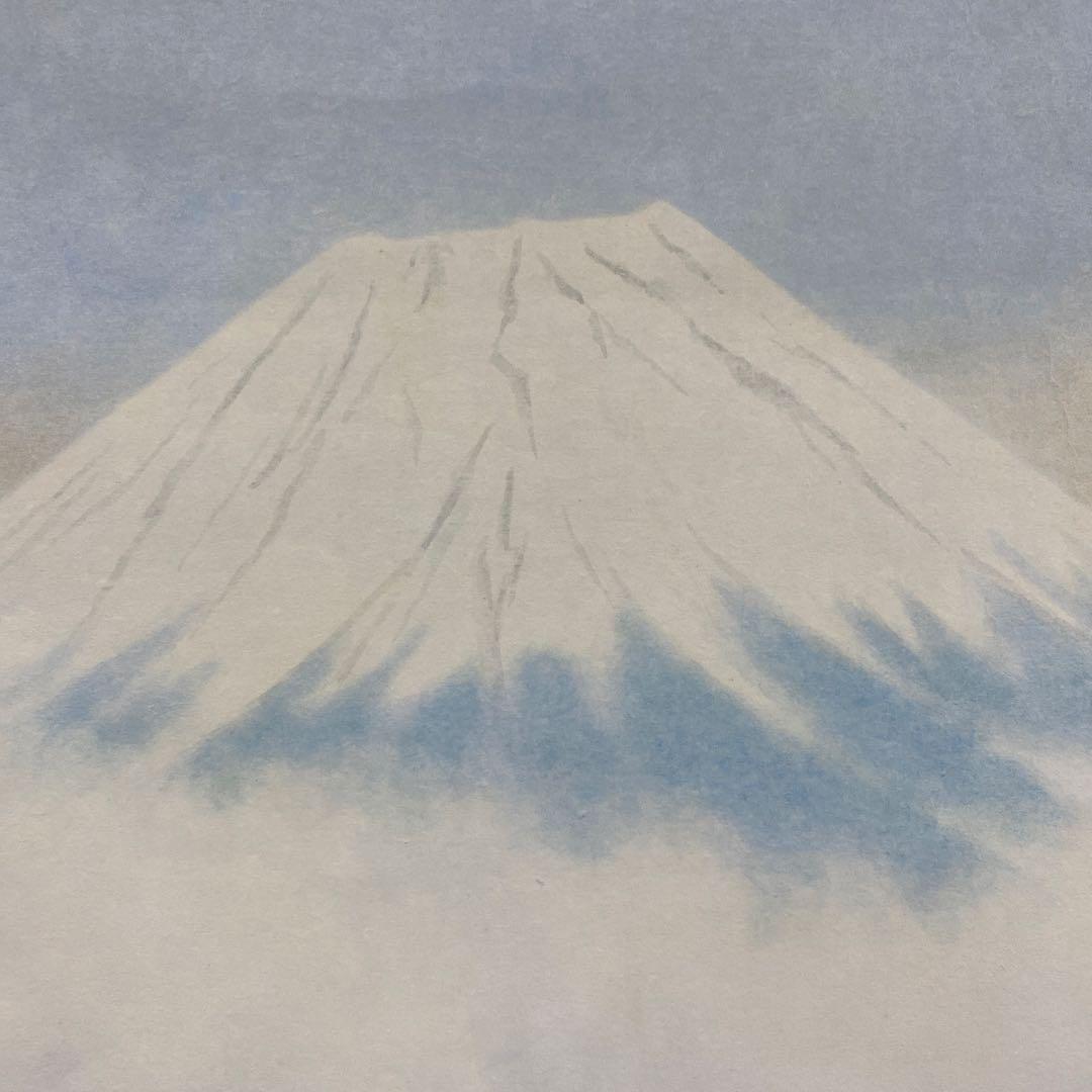 美品 掛け軸 扇敏文作 富士朝陽図 共箱 太巻き付 縁起物 日の出 正月掛け