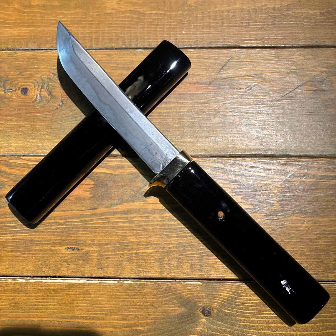 日本刀残欠クラフトナイフNo.57 大業物 和泉守国貞 切先 黒鞘