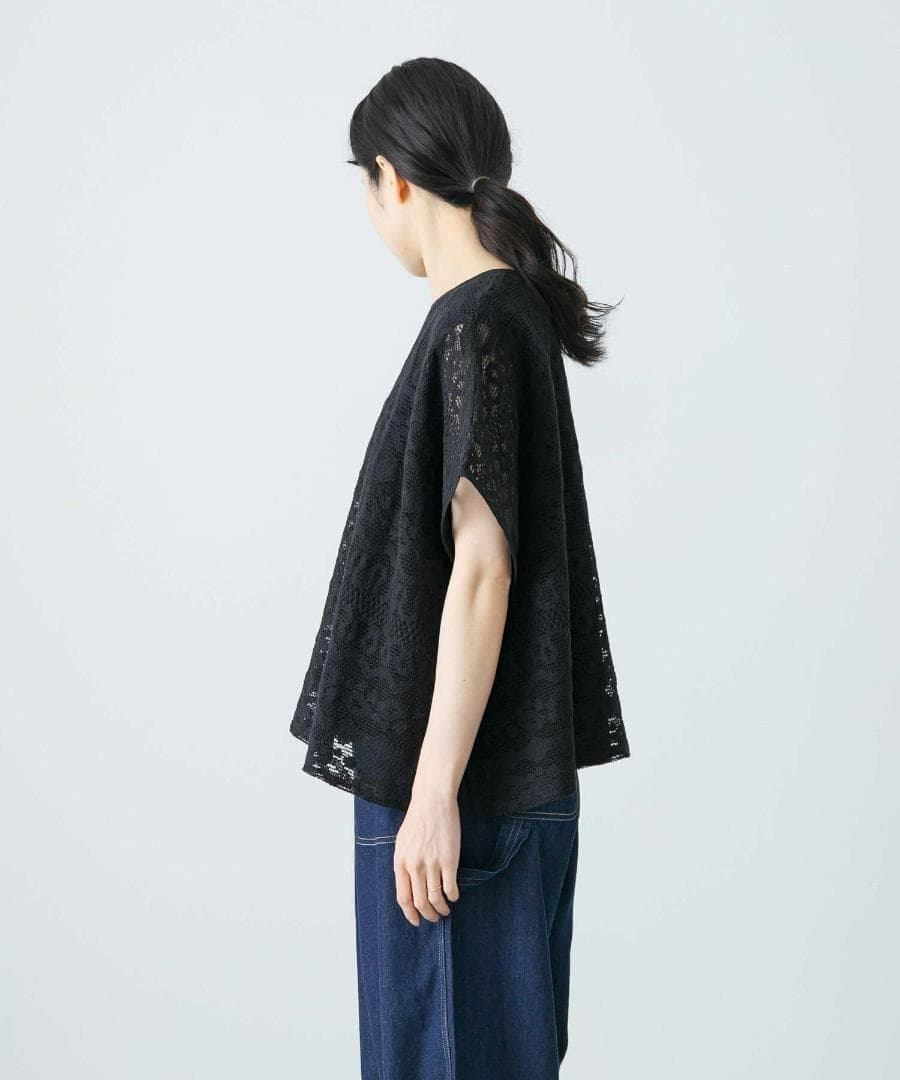 新品◇コットンラッセルレースポンチョ《BLACK》◇かぐれ◇アーバン