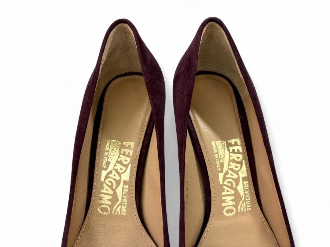 極美品 フェラガモ スエード パンプス ボルドー 5C 22.5cm