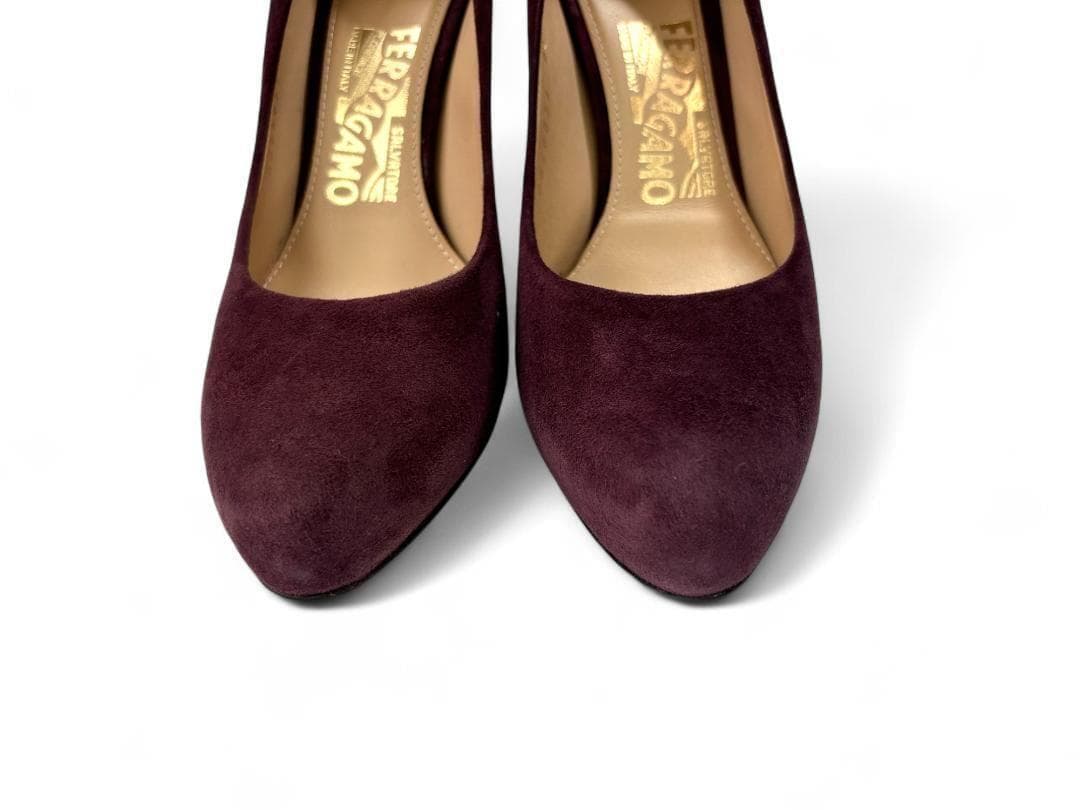 極美品 フェラガモ スエード パンプス ボルドー 5C 22.5cm
