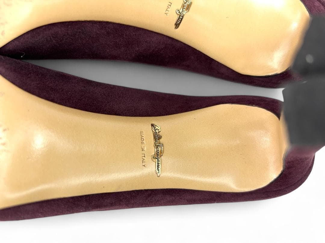 極美品 フェラガモ スエード パンプス ボルドー 5C 22.5cm