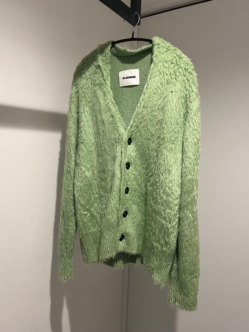 JILSANDER シルクカーディガン ライムグリーン 未使用】JIL SANDER シルクカーディガン ライムグリーン タグ付き