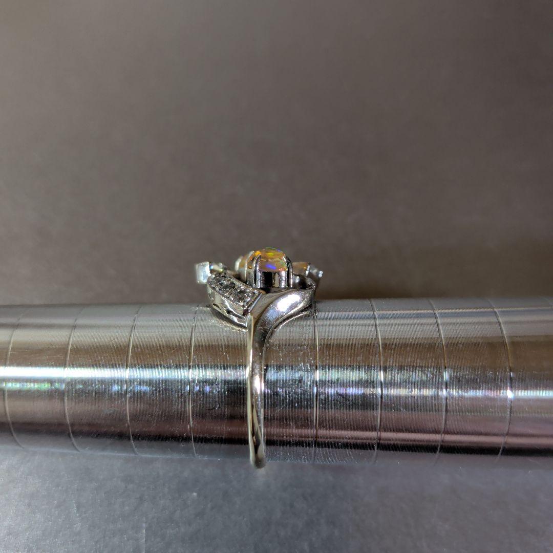 リング　K14　585　WG　天然ウォーターオパール　ガラス　3.16g　ソ付