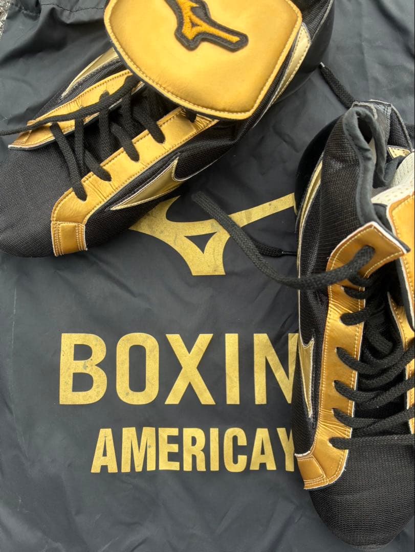 ボクシングシューズ　カラーオーダー　ブラック×ゴールド　27.5cm 美品