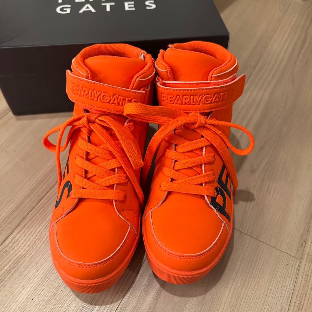 超美品】パーリーゲイツ ゴルフシューズ ハイカット オレンジ 22.5cm
