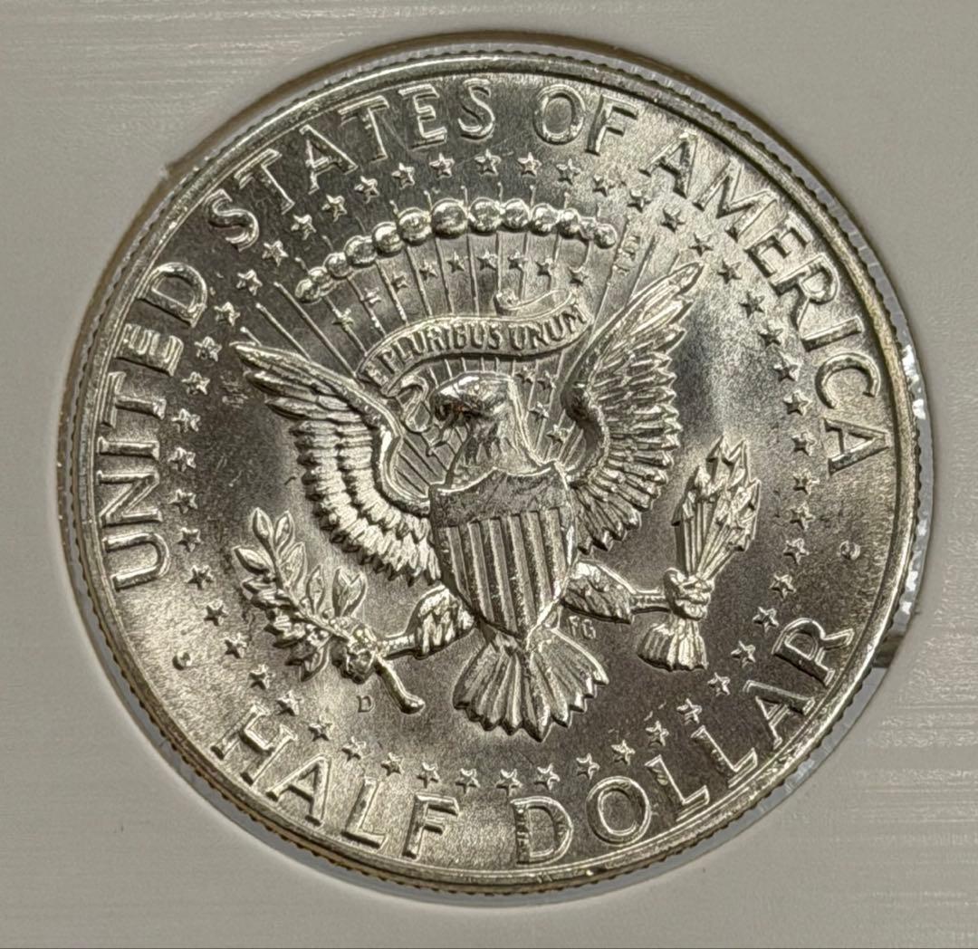 1964年ケネディハーフダラー銀貨（ミントマークD）ハイグレード