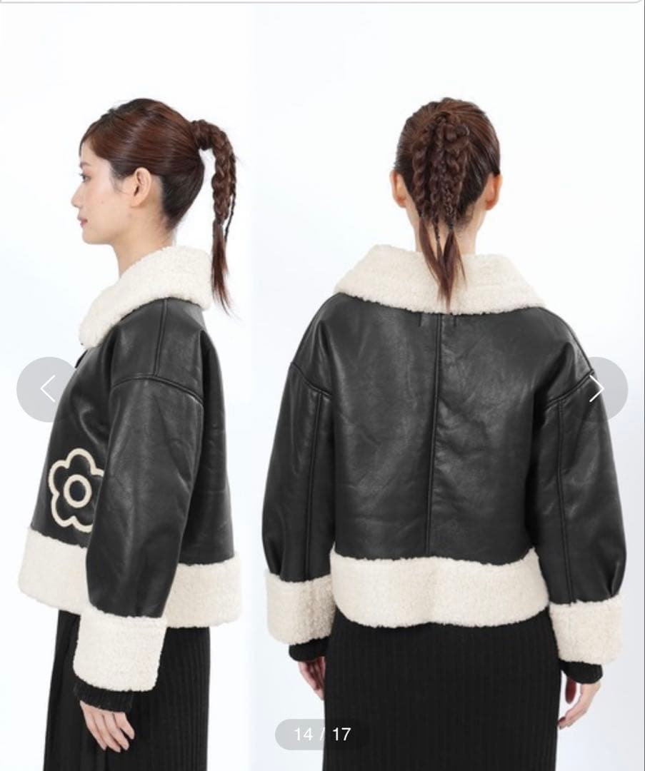 n*i様 マリークワント デイジーフェイクレザームートン ジャケット