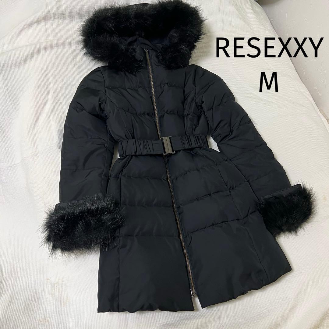 RESEXXY リゼクシー フード付きダウンコート ファー ブラック M RESEXXY（リゼクシー） ダウンコート ダウンジャケット フード付き