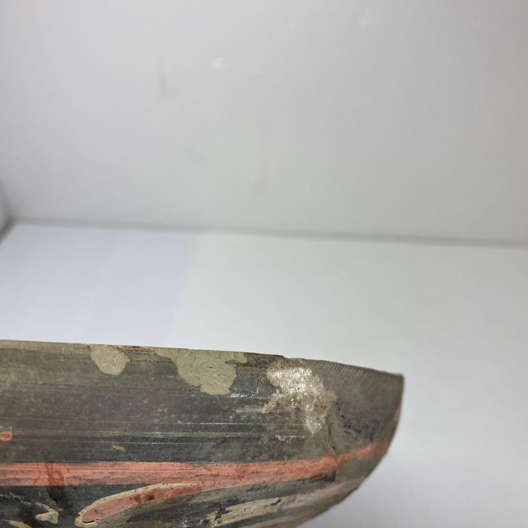 中国漢時代 彩陶加彩蓋付 三足土器 高さ22.5㎝ タトオ 東な7-0304②