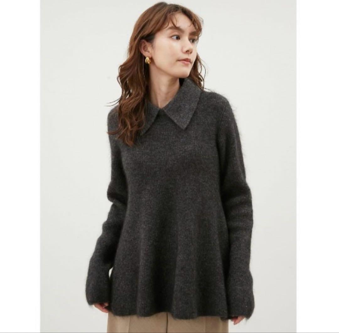 ミラオーウェン 衿付きペプラムニットプルオーバー グレー ミラオーウェン 衿付きペプラムニットプルオーバー｜Yahoo!フリマ（旧