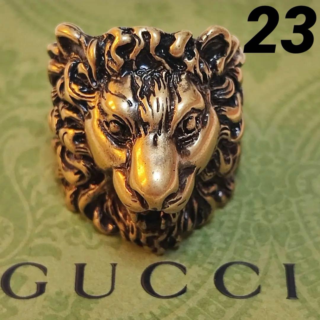新品 未使用 GUCCI グッチ ライオンヘッド リング 指輪 23号 ゴールド
