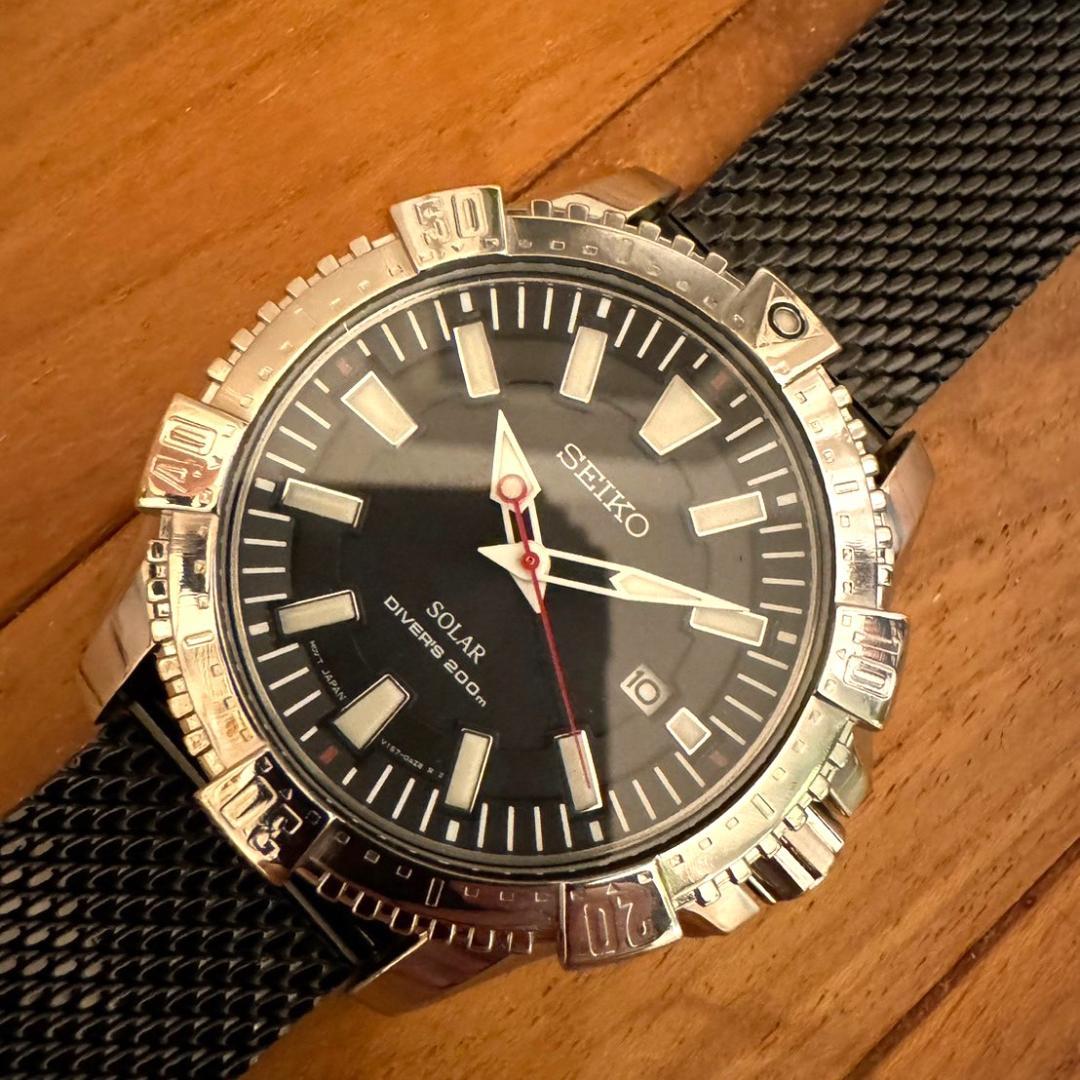 セイコー SEIKO ダイバーズ200M V157-0AS0 ソーラー ブラック - メルカリ
