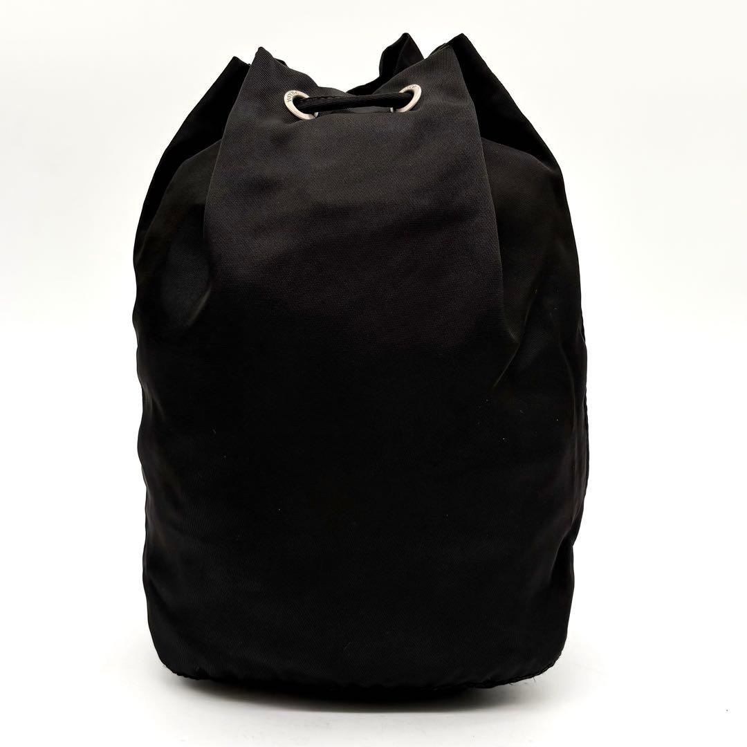 美品✨プラダ 巾着 ポーチ ナイロン レザー 三角ロゴ バニティ