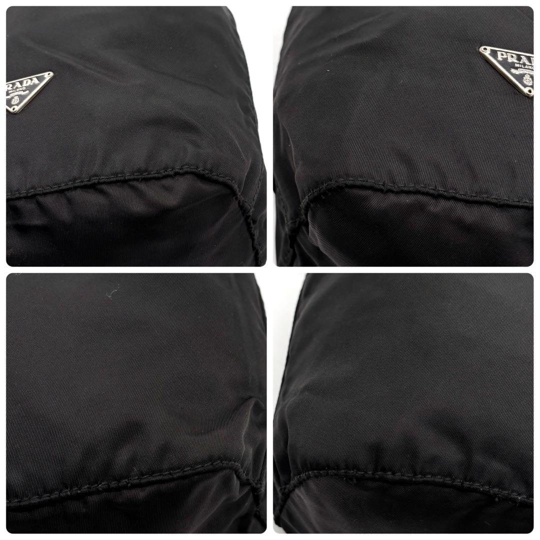 美品✨プラダ 巾着 ポーチ ナイロン レザー 三角ロゴ バニティ