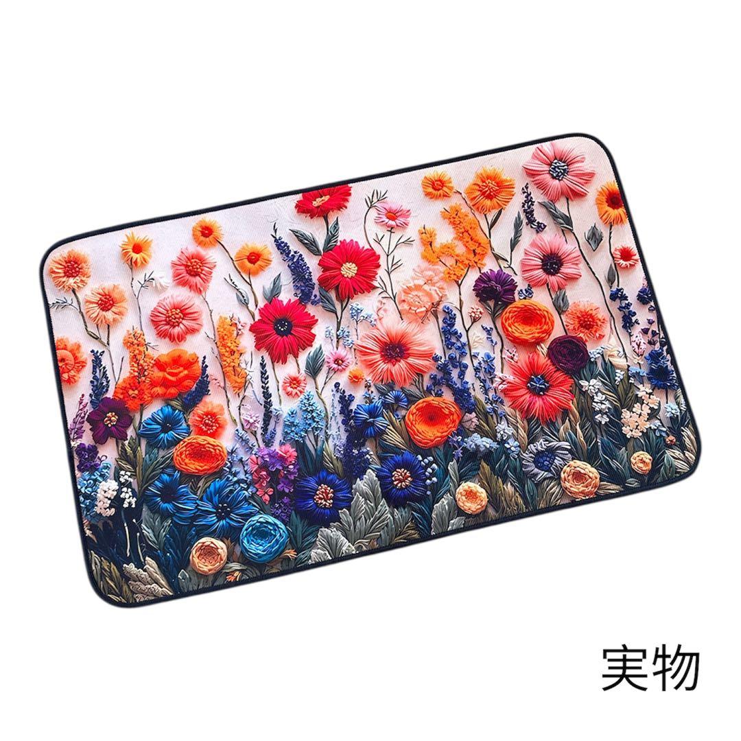 玄関マット 立体風 花柄 北欧風 バスマット キッチンマット 春