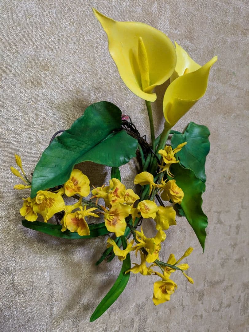 パンフラワー、カラーのリース(樹脂粘土、ハンドメイド) - メルカリ