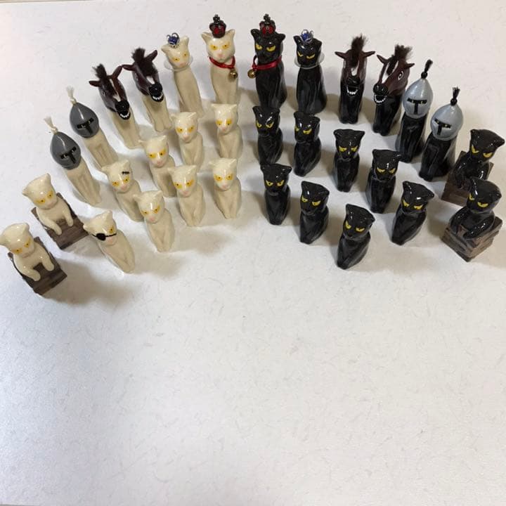 猫チェス　手作り　焼物