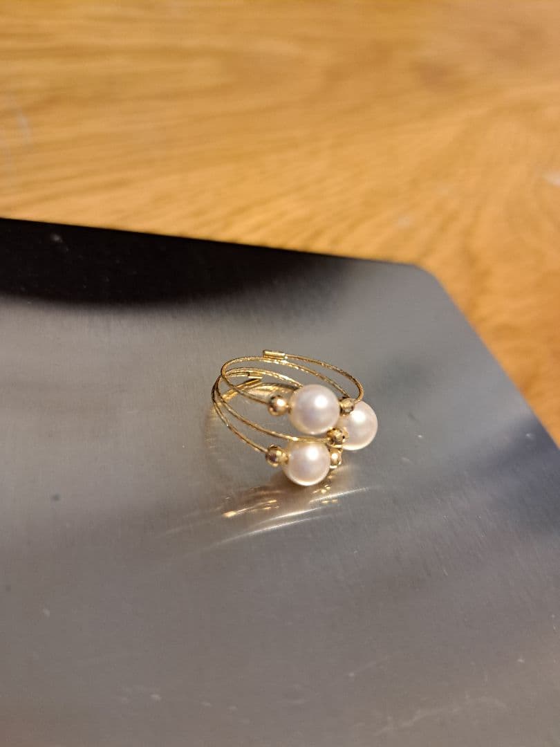 金18K淡水パールリング「フリーサイズ」 総重量　1.6g