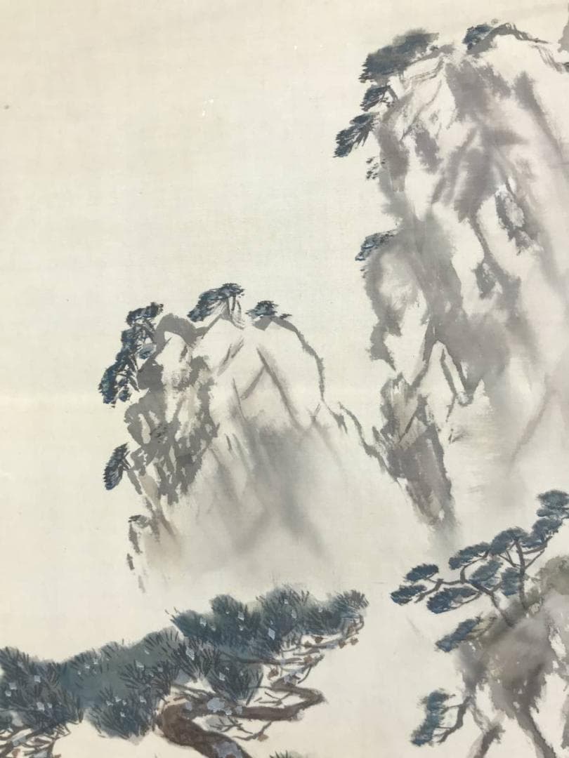 【真作】白崖/波岩老松図/山水図/掛軸/名家伝来/AD-213
