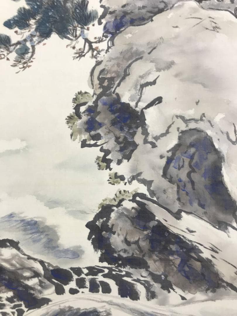 【真作】白崖/波岩老松図/山水図/掛軸/名家伝来/AD-213