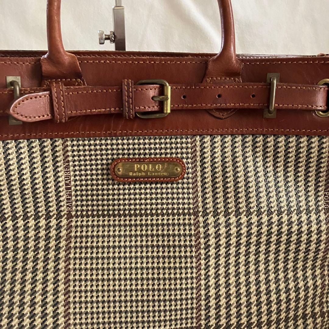 POLO ポロラルフローレン ハンドバッグ ビンテージ 千鳥柄 A4可 トート