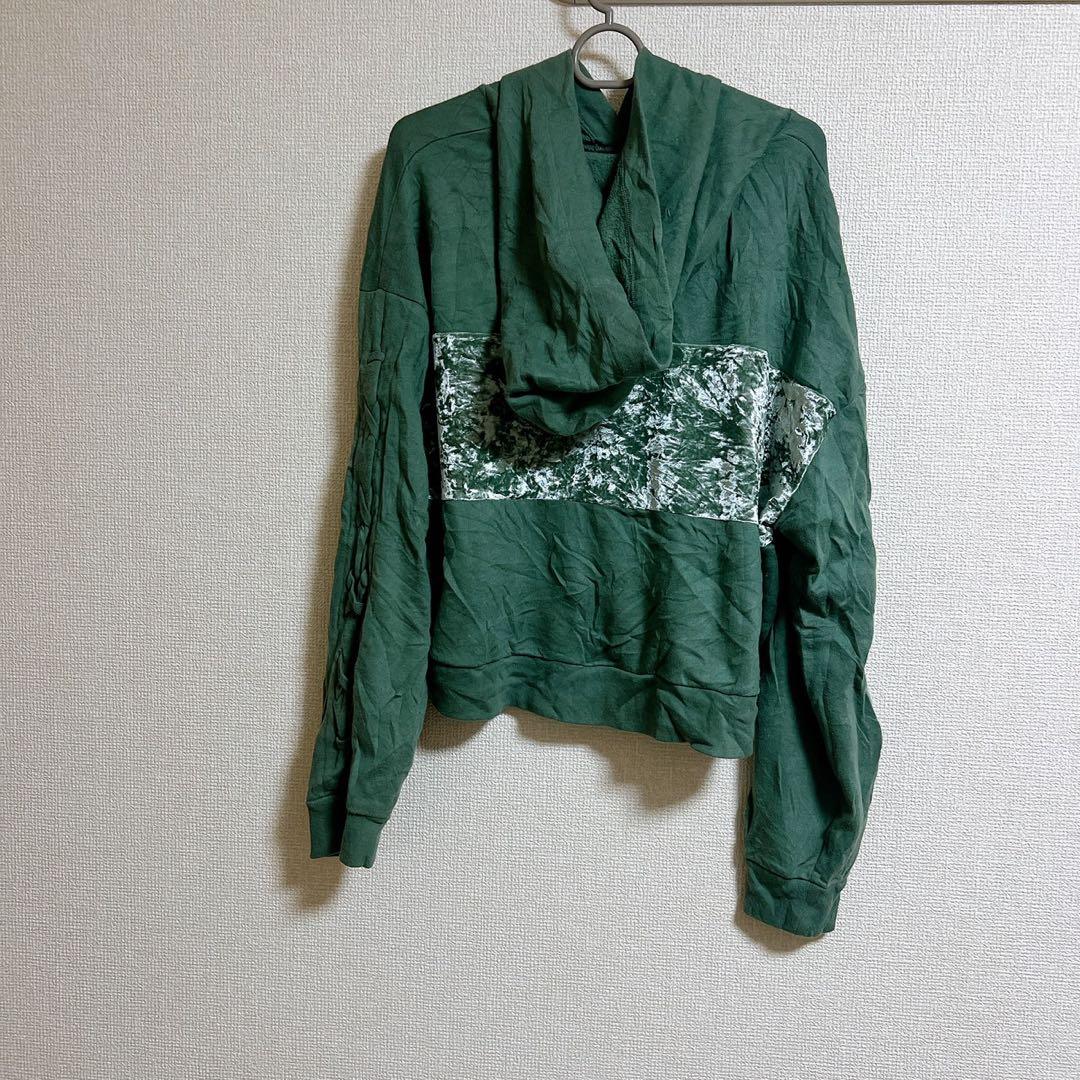 PINK ダークグリーン フード付きパーカー Lサイズ - メルカリ