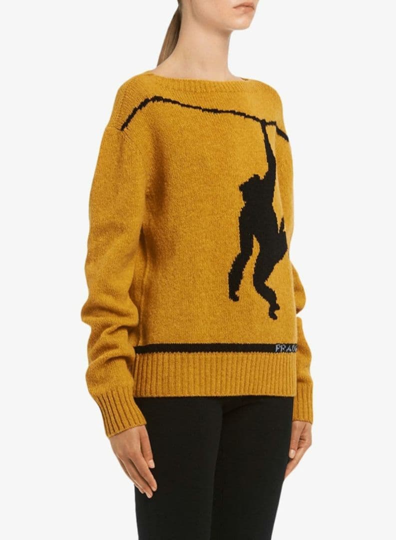 極美品！プラダ モンキー刺繍 カシミヤ混 クルーネックニット セーター