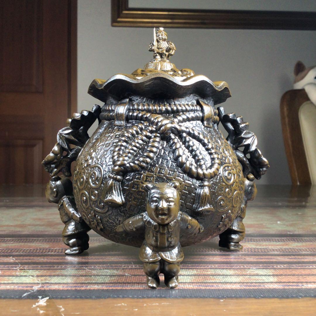 『ワクワクうー特価』　金川寺　二十三世　活雲龍山大和尚　三十三回忌　香炉 雲龍香炉（錆銅 蝋型 立龍提手 瓔珞雲 細密三足香炉）／ホームメイト