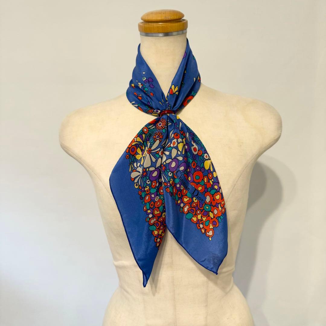 Christian Dior ディオール シルク ヴィンテージ ミニスカーフ - メルカリ