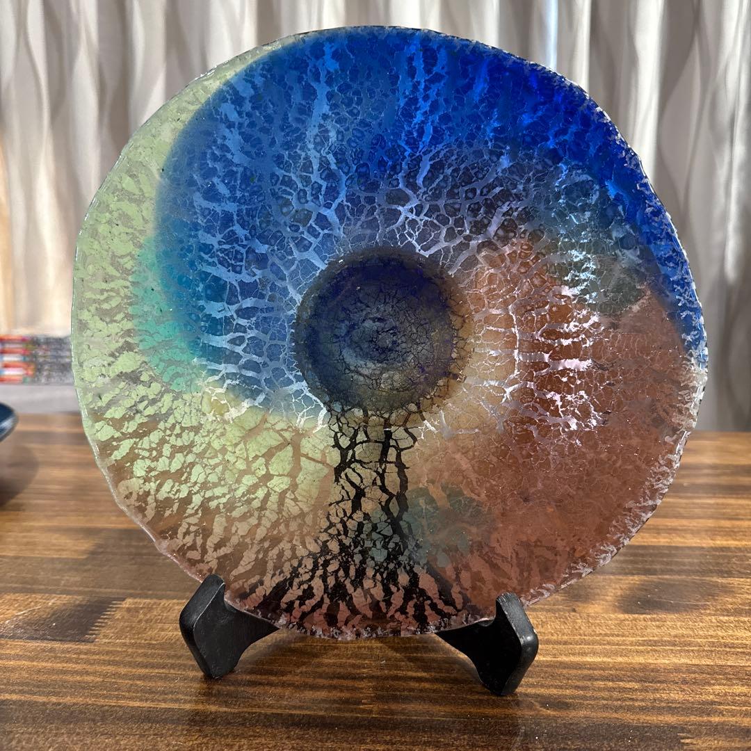 琉球ガラス 稲嶺盛一郎 土紋 皿 稲嶺盛一郎】土紋台付皿 | 琉球COLLECTION 叶