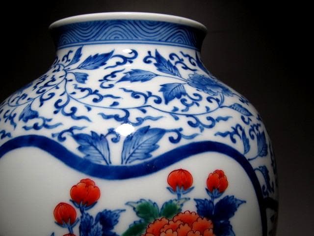 十二代 今泉今右衛門 錦唐津花模様花瓶 m199 - メルカリ