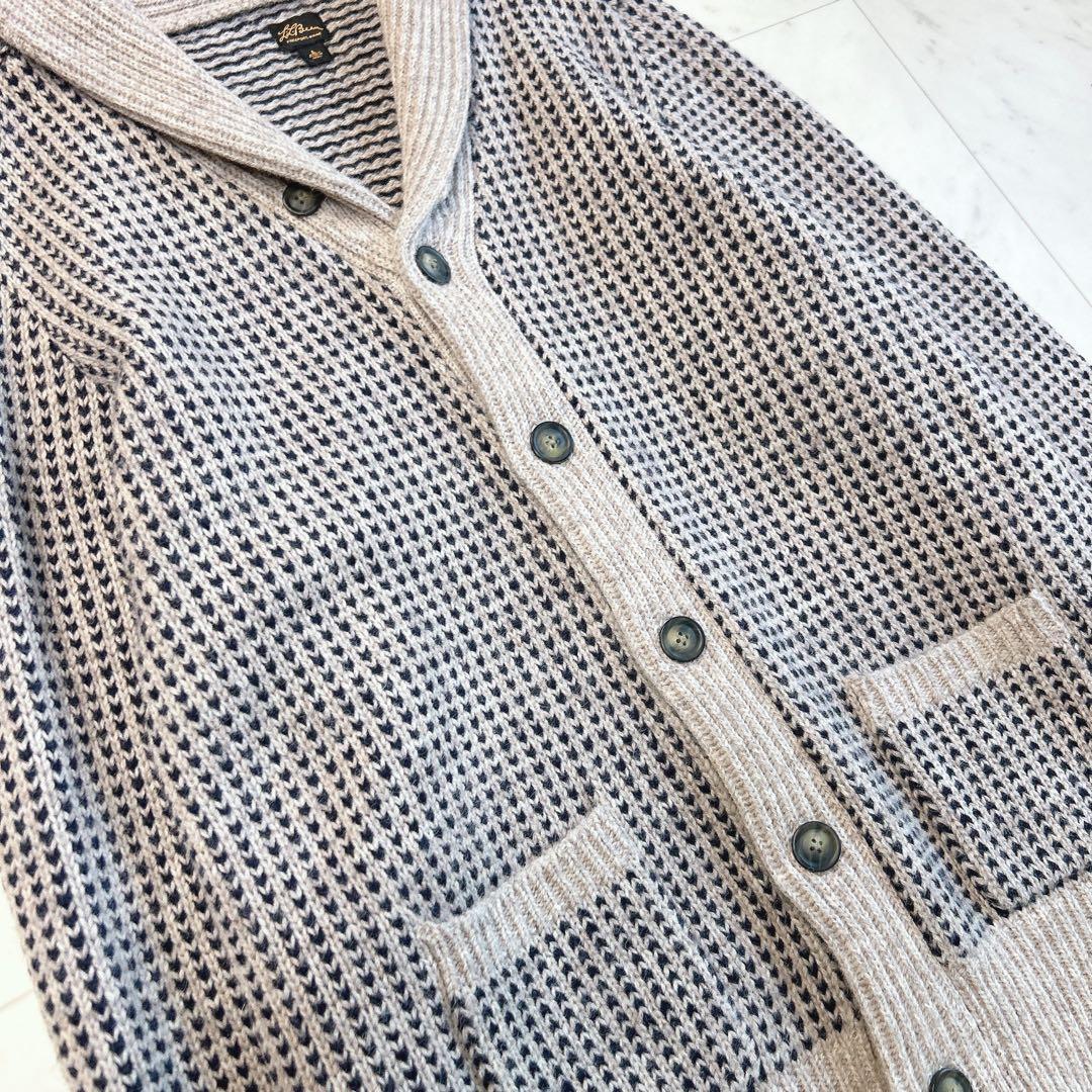 L.L.Bean バーズアイ カーディガン ショールカラー L