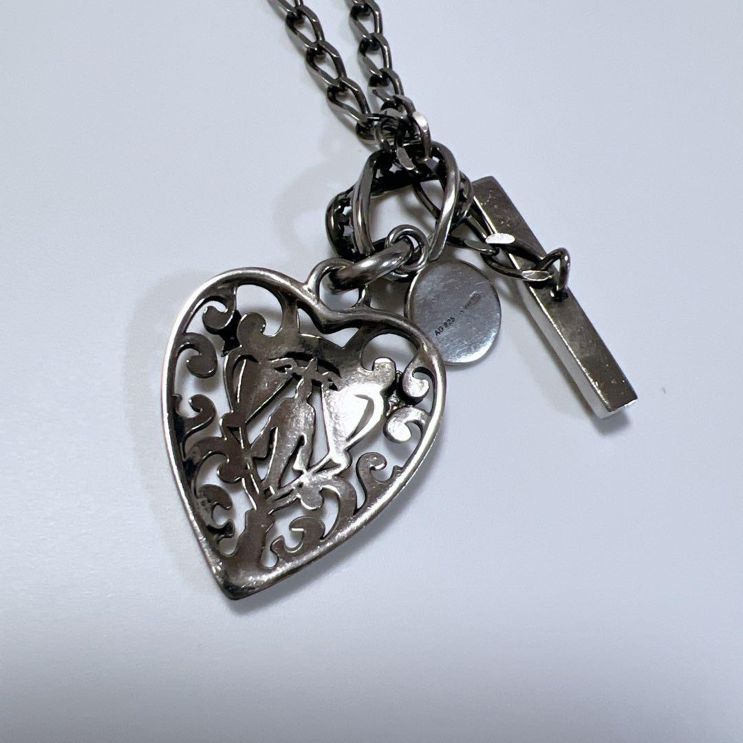 《極美品》グッチ ネックレス ハート クレスト トグル シルバー 925 紋章