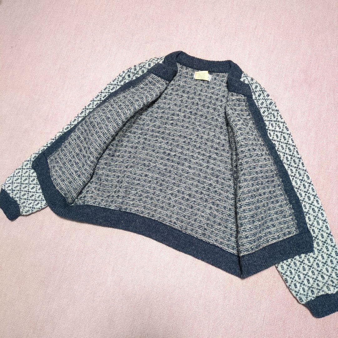 美品！L.L.Bean　80'sバーズアイニットカーディガン　ノルウェー製　S
