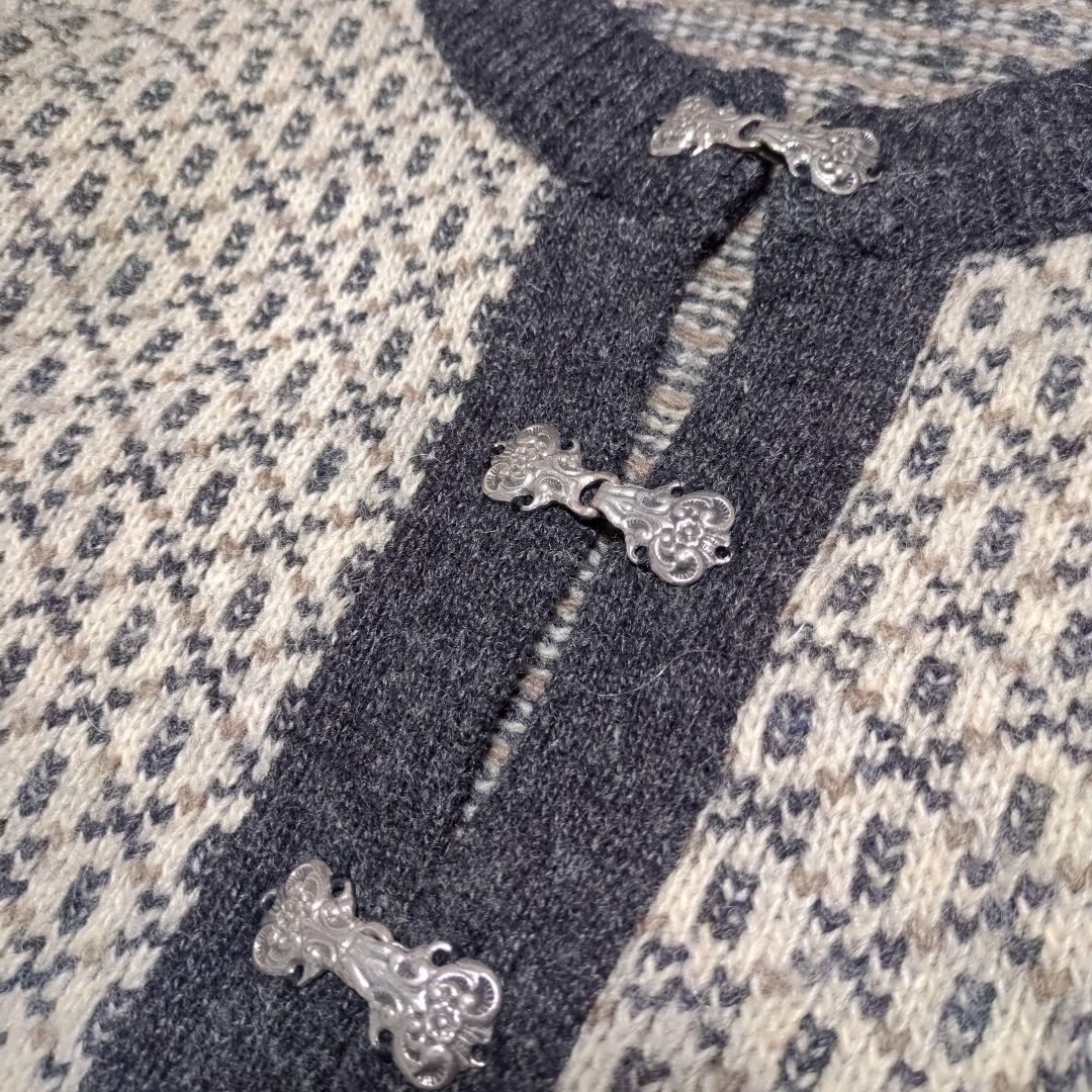 美品！L.L.Bean　80'sバーズアイニットカーディガン　ノルウェー製　S