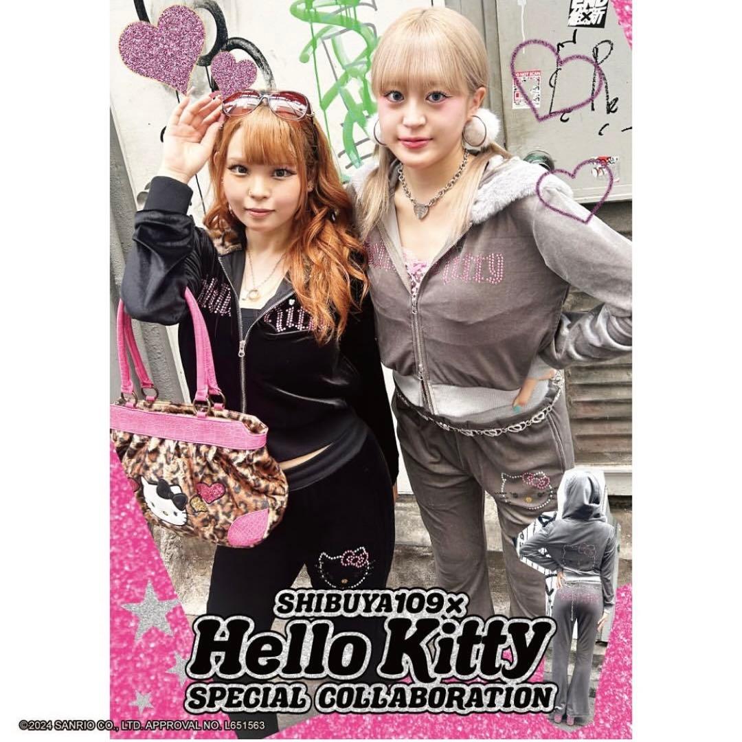 SHIBUYA109 SPINNS ハローキティ ベロアセットアップ ブラック - メルカリ