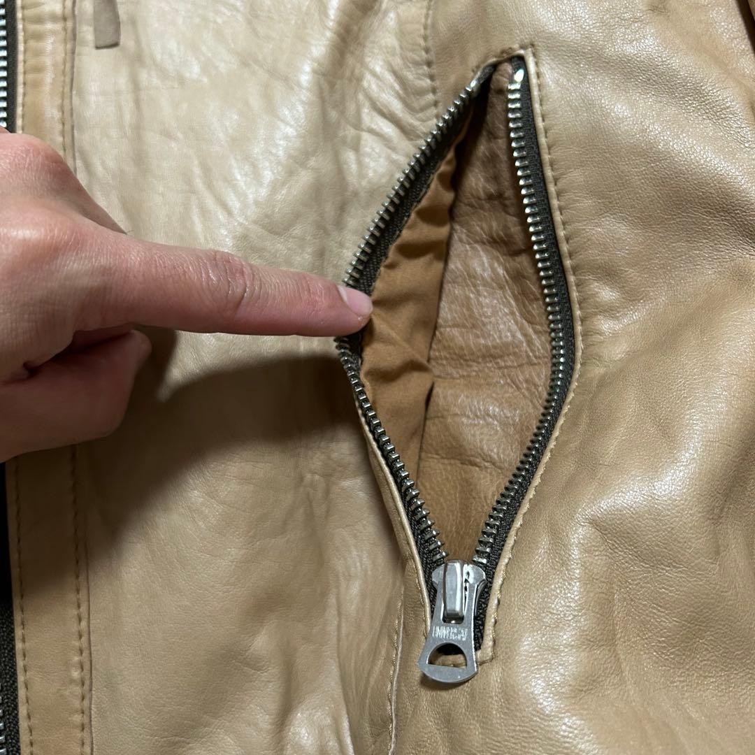 00s y2k 薄手 軽量 ダブルジップ ラムレザー ライダースジャケット