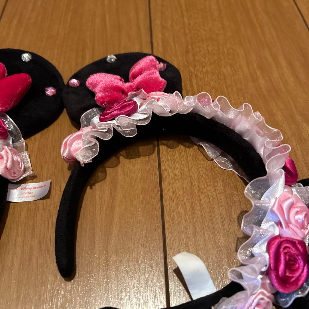 ディズニー カチューシャ ミッキー フリル ピンク 薔薇 ローズ ミニー