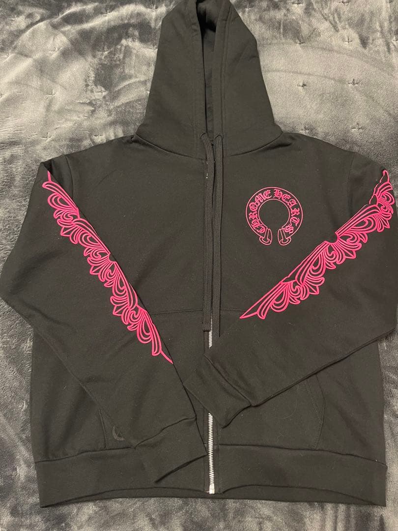 クロムハーツ ジップアップ パーカー ピンク フローラルクロス ホース