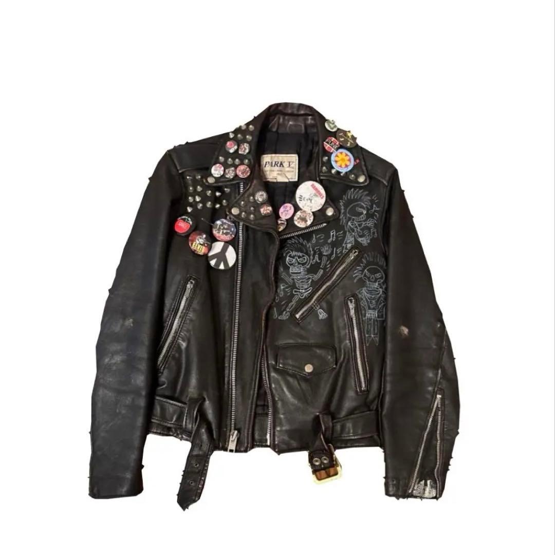 archive y2k punk 90s 本革 鋲ジャン ライダースジャケット - メルカリ