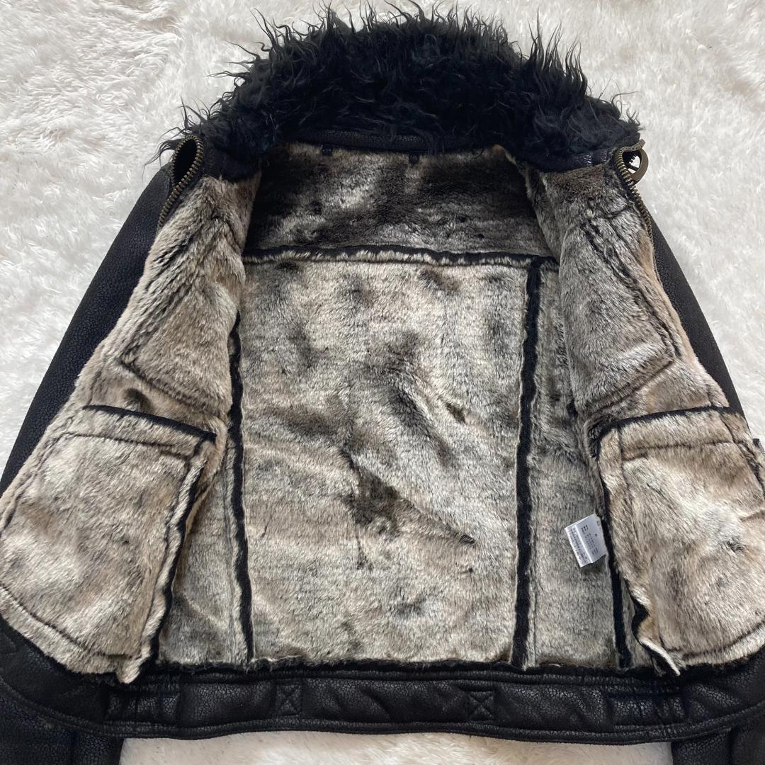 y2k エゴイスト EGOIST ファー ライダースジャケット ムートン調 M