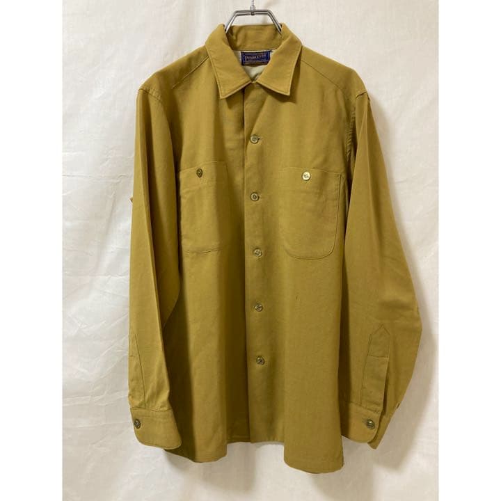 50s ペンドルトン ウールシャツ 無地 ボックス 開襟 オープンカラー