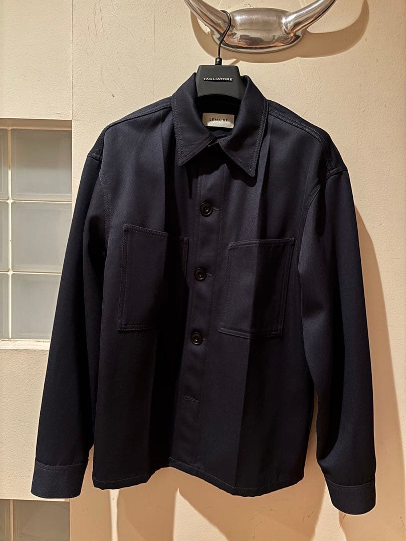 LEMAIRE ウール ワークシャツジャケット ブルーグレー サイズ：46 LEMAIRE ウール ワークシャツジャケット ブルーグレー サイズ：46