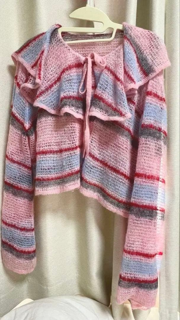 poppy / ピンクボーダーニットカーディガン 【Web完売品】 あさぎー