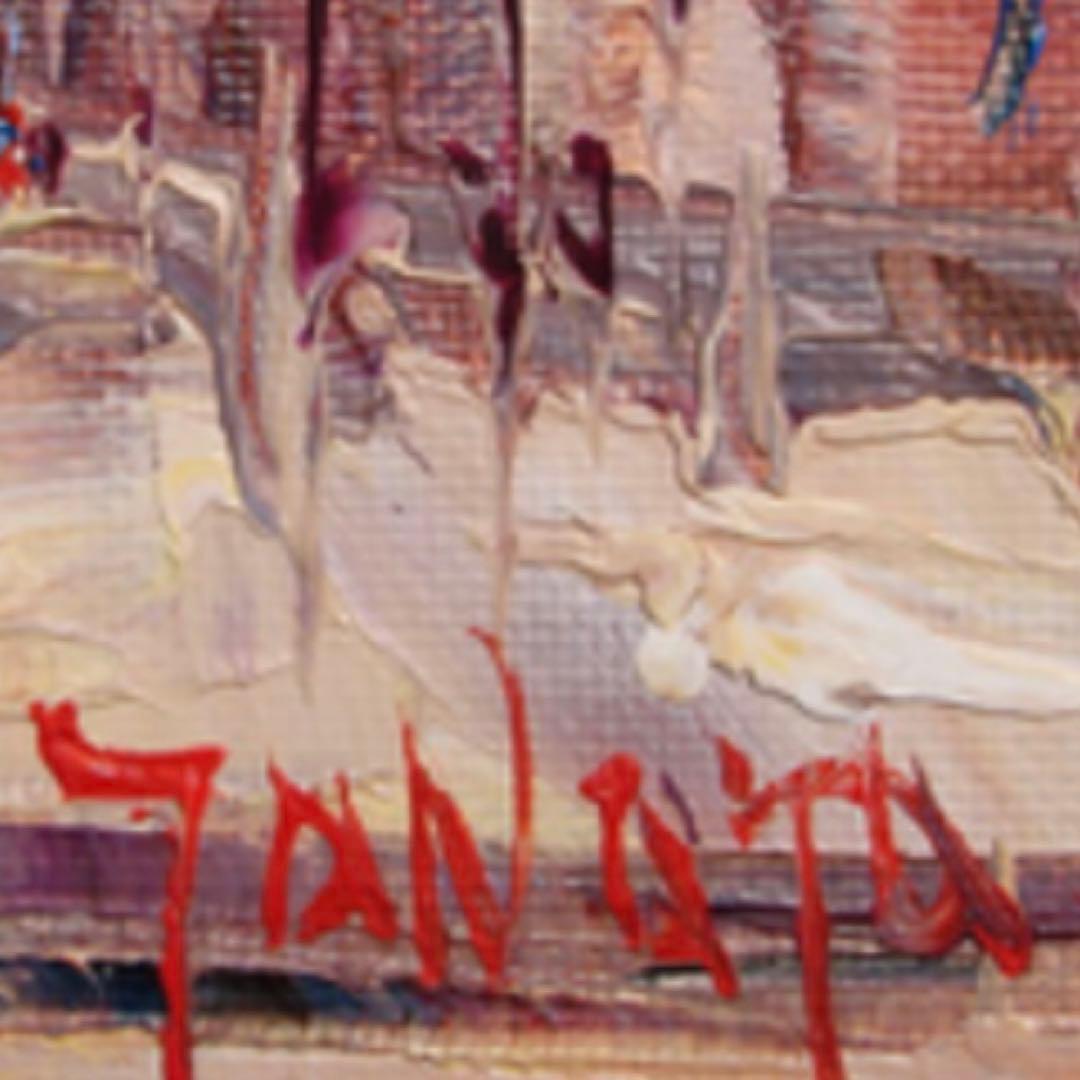 真作　田中浩二　パリー街角　油彩　真筆